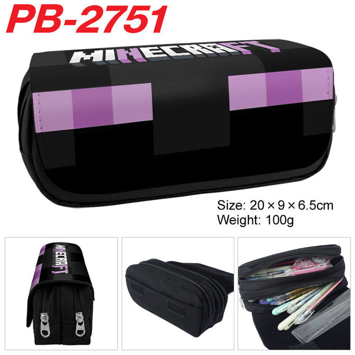 Wholesale Cartoon Game Themed Canvas Pencil Case Double Layer Zipper Large Capacity Student Stationery