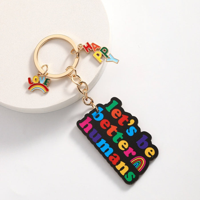 Wholesale Wooden BEKIND Letter Keychain JDC-KC-RongRui033