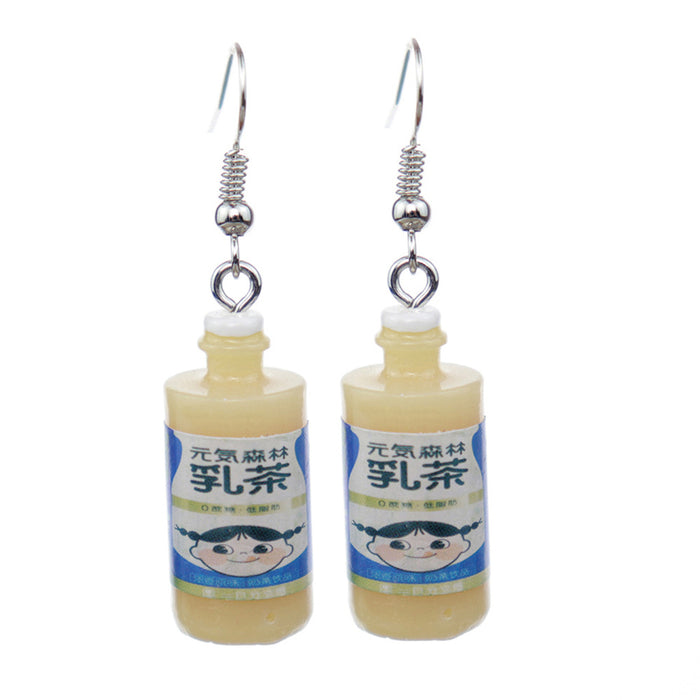 Wholesale Cartoon Beverage Bottle Resin Earrings JDC-ES-niqing021