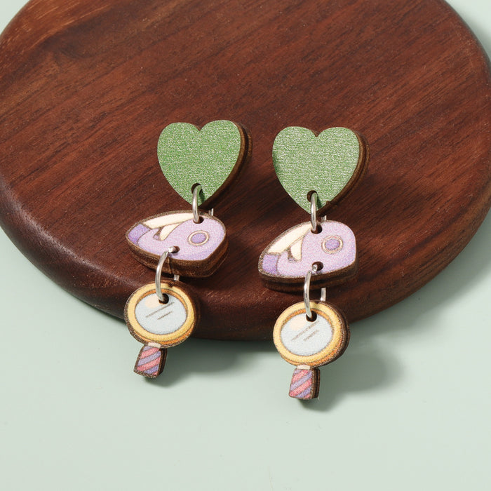 Wholesale  color printing connection long earrings niche all-match earrings