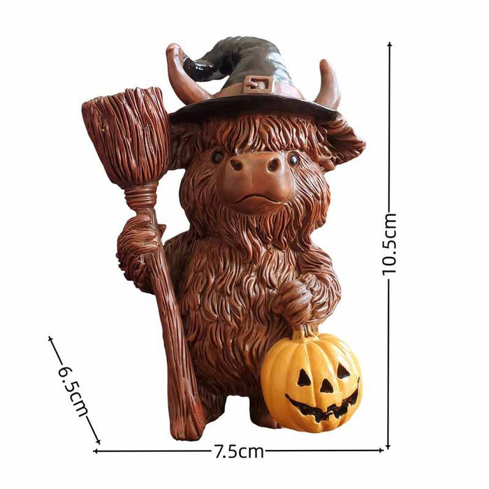 Wholesale Resin Highland Cow Wizard Ornament Cute Cartoon for Home Decoration