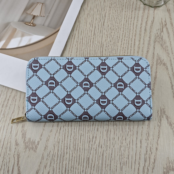 Wholesale Faux Leather Women S Long Wallet Pink Letter Print Zip Around Retro Style Casual Fashion Accessory