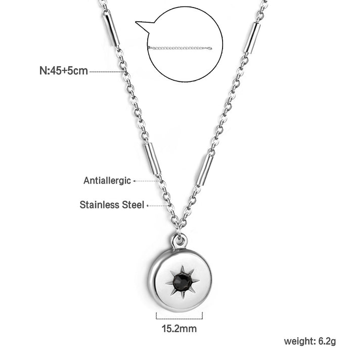 Wholesale Retro Necklace Metallic Geometric Square Pendant Collarbone Chain Necklace