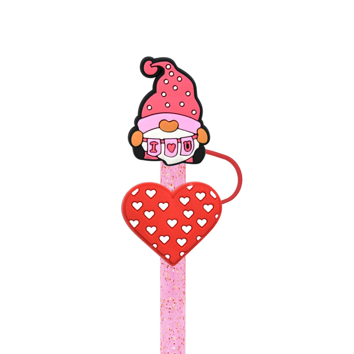 Wholesale 10mm Valentine's Day 10mm Cartoon 100pcs PVC Cartoon Straw Cap JDC-SCR-RYY004