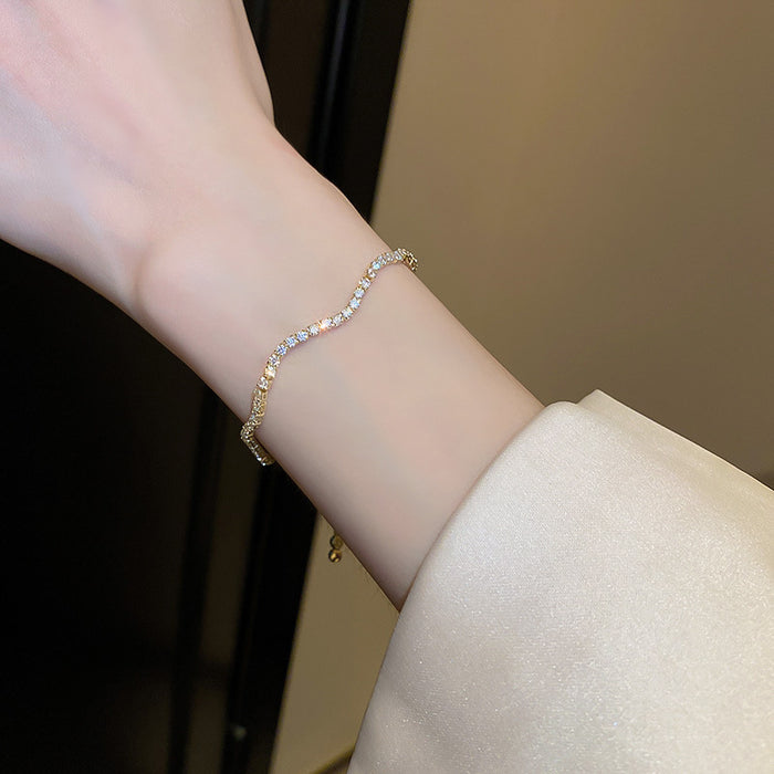 Wholesale Adjustable rhinestone cube zircon round spliced bracelet