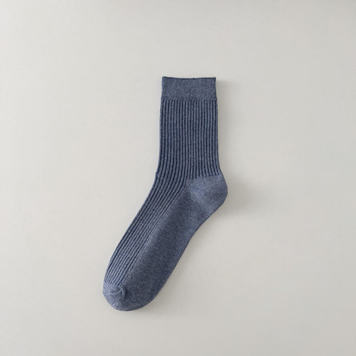 Wholesale Solid color men's socks, fashionable mid tube socks, breathable, sweat absorbing, comfortable cotton socks