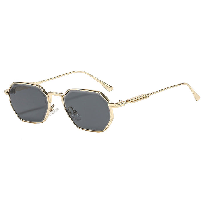 Wholesale Trendy Polygon Sunglasses Gold Frame Gray Lens UV400 for Women Outdoor Travel Fashion Accessory