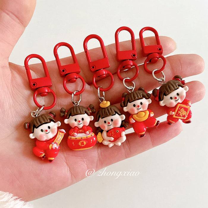 Wholesale Keychain pendant cute cartoon student backpack hanging accessory with accessories