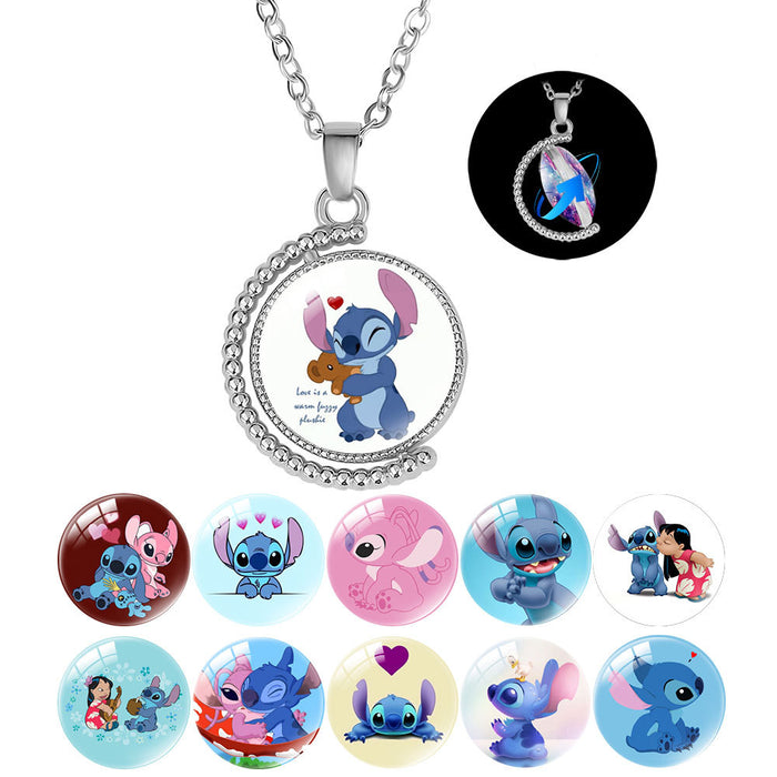 Wholesale Creative double-sided rotating cartoon character pendant necklace