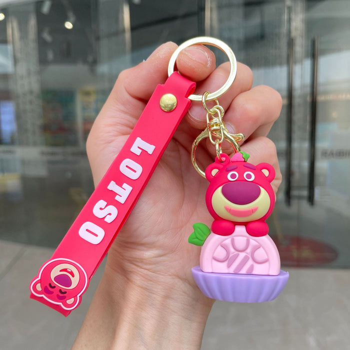 Wholesale Keychain cartoon teddy bear pendant couple keychain ring claw machine