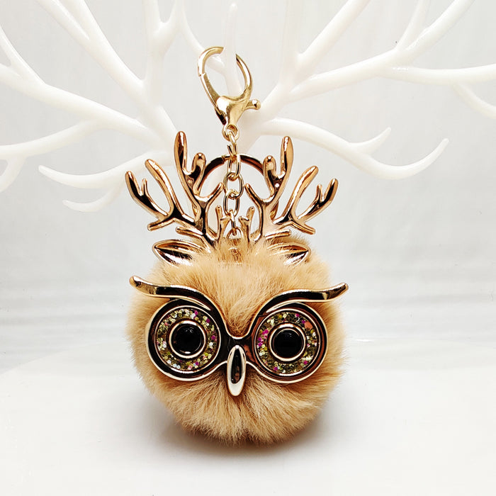 Wholesale Plush Antlers Owl Pendant Bag Keychain
