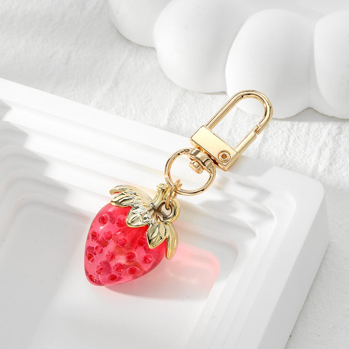 Wholesale Strawberry Heart Shape Alloy Keychain JDC-KC-JinY006