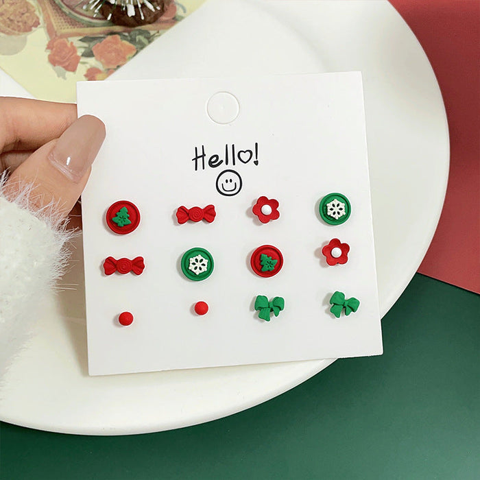 Wholesale Alloy Earrings Christmas Cute Candy Snowflakes JDC-ES-shuangx005