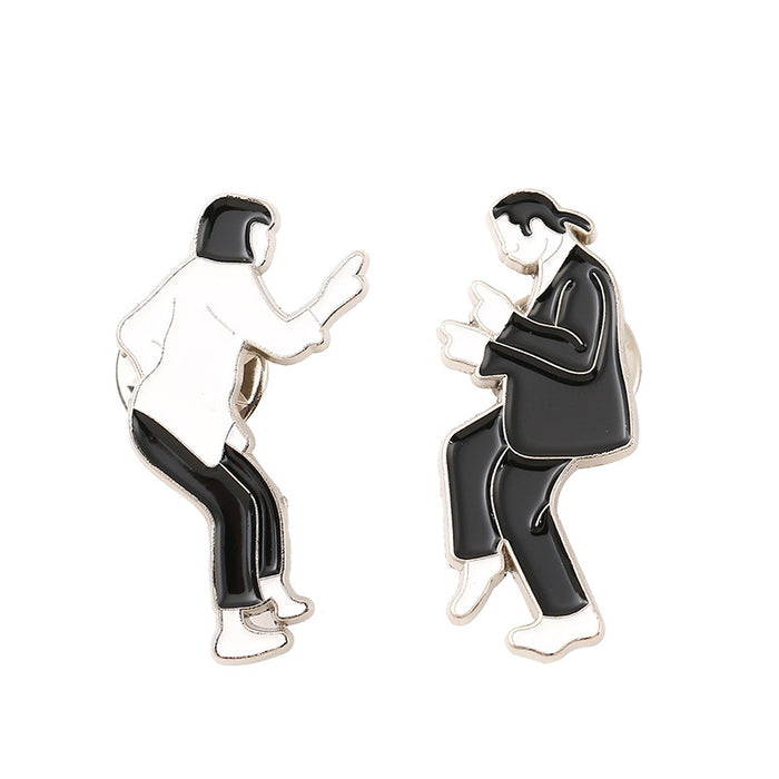 Wholesale Metal Punk Style Character Brooch Pin Black White Enamel Badge Casual Chic Jewelry Accessory