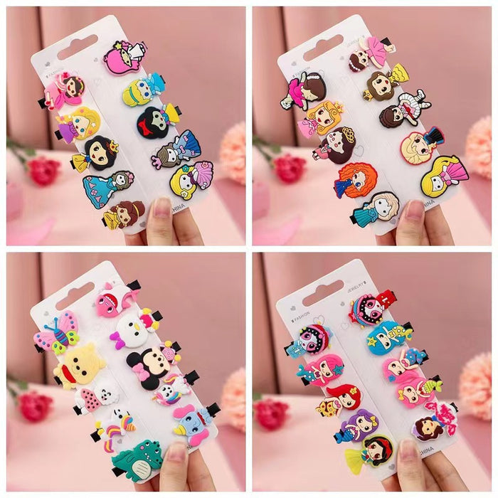 Wholesale 10 pcs soft rubber fruit-themed cute cartoon kids' hair clips