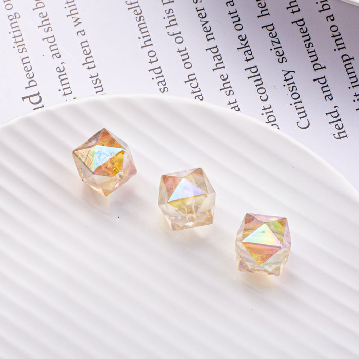 Wholesale 10pcs DIY Luminous Square Beads Prismatic Acrylic Straight Hole Beads JDC-BDS-ShiLi004