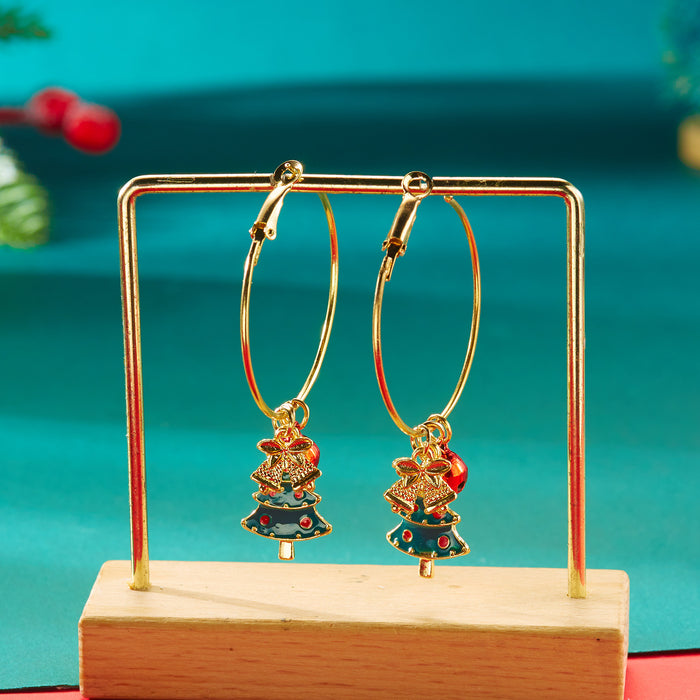 Wholesale  earrings Creative geometric asymmetrical design Christmas element earrings