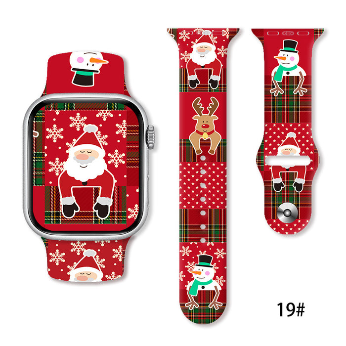 Wholesale Cartoon Christmas Silicone Strap Suitable for Apple Watch Strap JDC-WD-NuoQi005