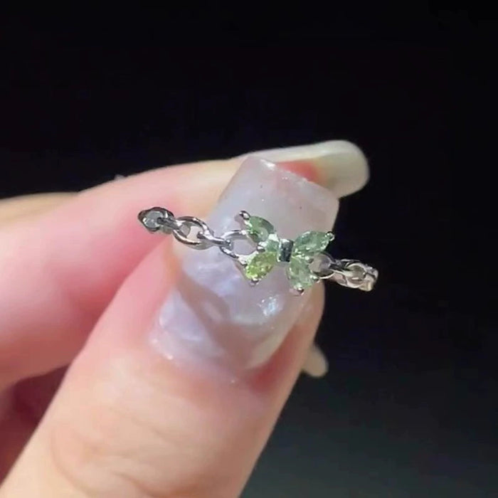 Wholesale Diamond butterfly ring with niche design, simple and exquisite index finger ring