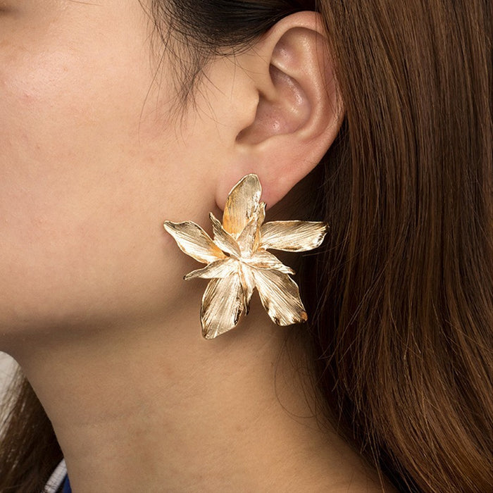 Wholesale Alloy Butterfly Earrings Exaggerated Large Flower Stud