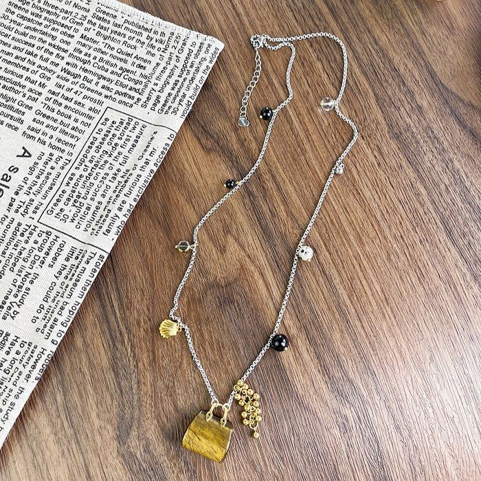 Wholesale Natural glass stone sweater chain,  long tiger eye bag necklace