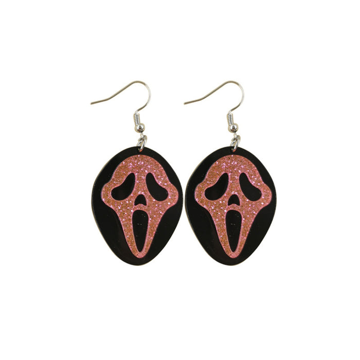 Wholesale Halloween Series Skull Ghost Death Flower Love Acrylic Printing Earrings JDC-ES-QingM001