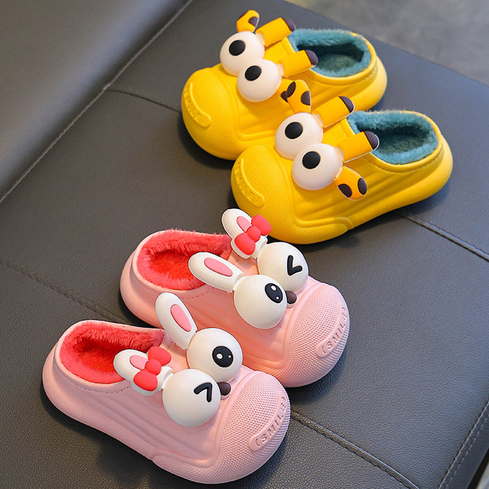 Wholesale Winter Children's Cotton Slippers for Boys and Girls Warm Plus Velvet Waterproof Cute Small and Medium Children Non-slip Baby JDC-SP-Langd003