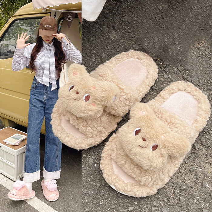 Wholesale Cotton Cartoon Cute Flat Furry Slippers JDC-SP-Lians005