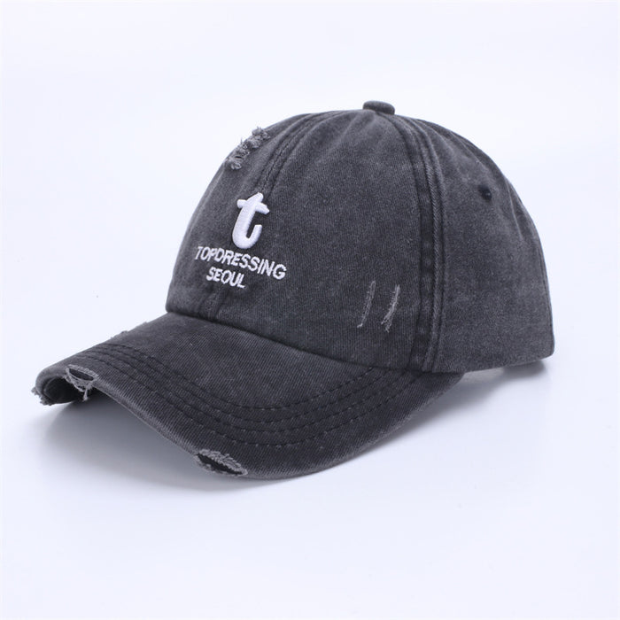 Wholesale New baseball cap, personalized, perforated, vintage sun hat, embroidered duckbill cap for spring and summer