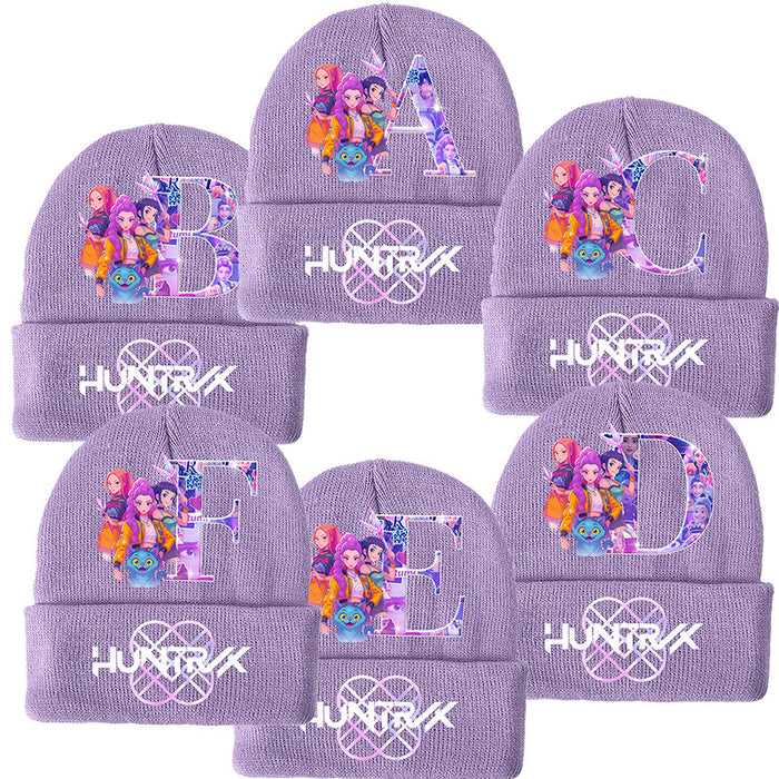 Wholesale KPOP knitted cartoon letters autumn and winter hat