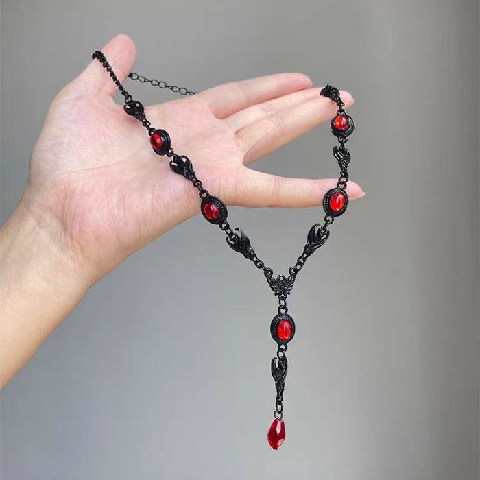 Wholesale Color blocking necklace, personalized water droplet pendant, collarbone chain