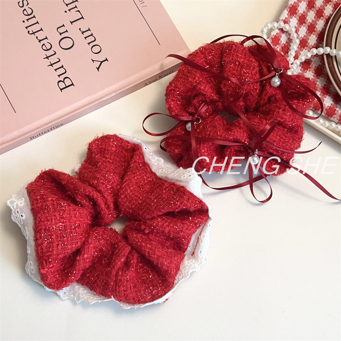 Wholesale Red Wool Large Hair Ring Hair Rope Hair Rope Large Size Hair Accessories
