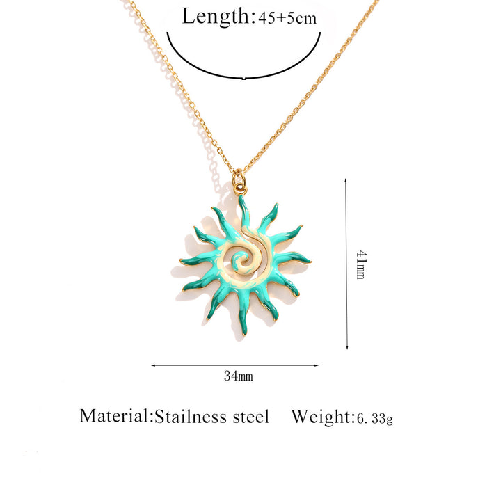 Wholesale Stainless Steel Sun Pendant Necklace
