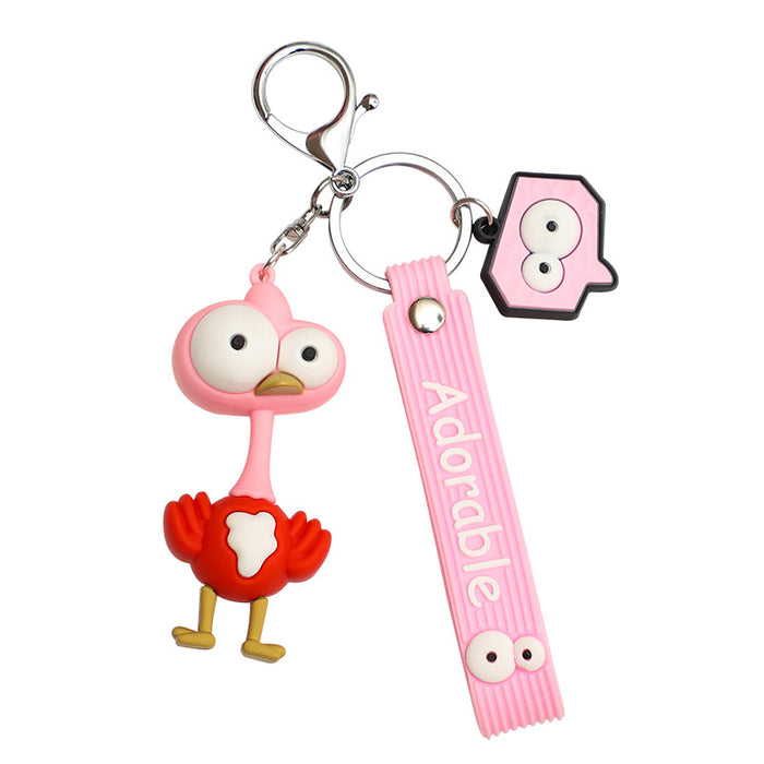 Wholesale Creative Cartoon Three-dimensional Doll Ostrich Silicone Keychain JDC-KC-BenX005