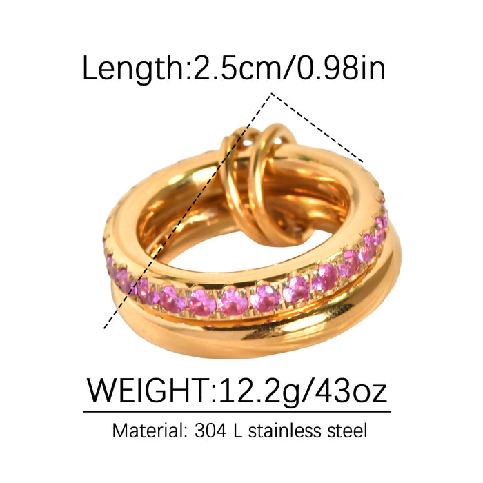 Wholesale Double-layer stainless steel gold-plated diamond zircon ring with elegant niche design