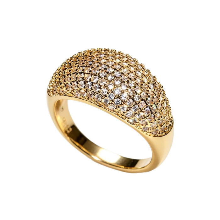 Wholesale Gold Plated Copper Zircon Starry Sky Ring Women S Fashion Jewelry Boutique Resale