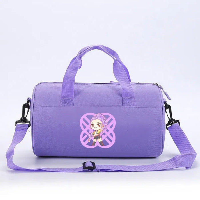 Wholesale KPOP Cartoon print cylindrical sports and fitness crossbody handbags