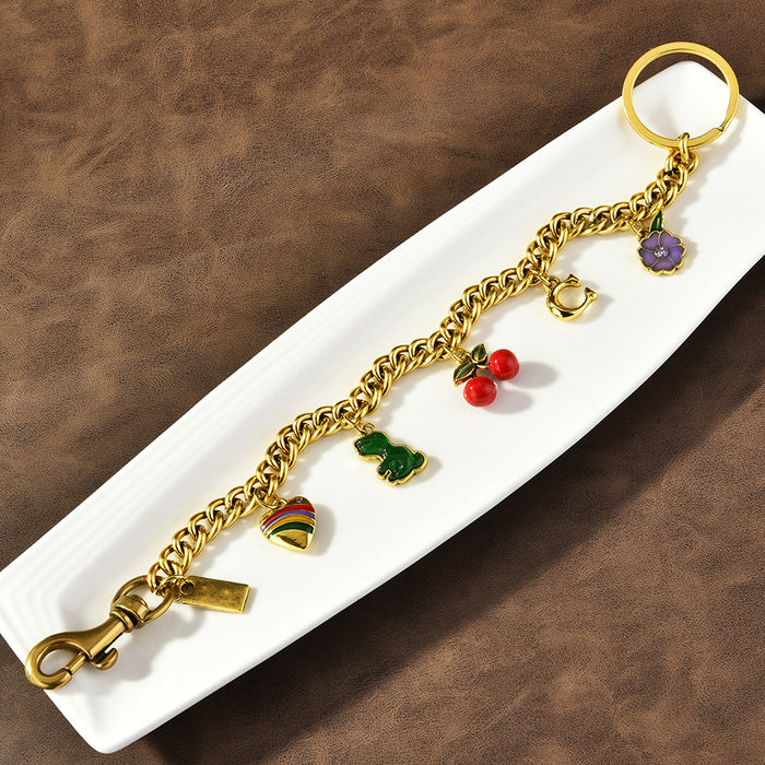 Wholesale Cherry Keychain Bag Pendant Glitter Cherry Bag Decoration Multi-Color Fashion Car Keychain Pendant