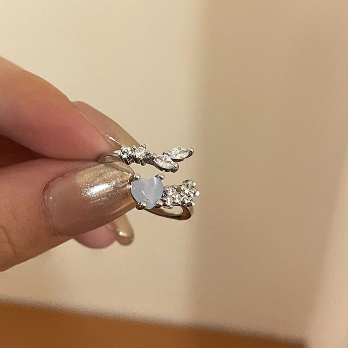 Wholesale Love Moonlight Zircon Open Ring with Light Luxury and Unique Design, Finger Ring with Adjustable Temperament