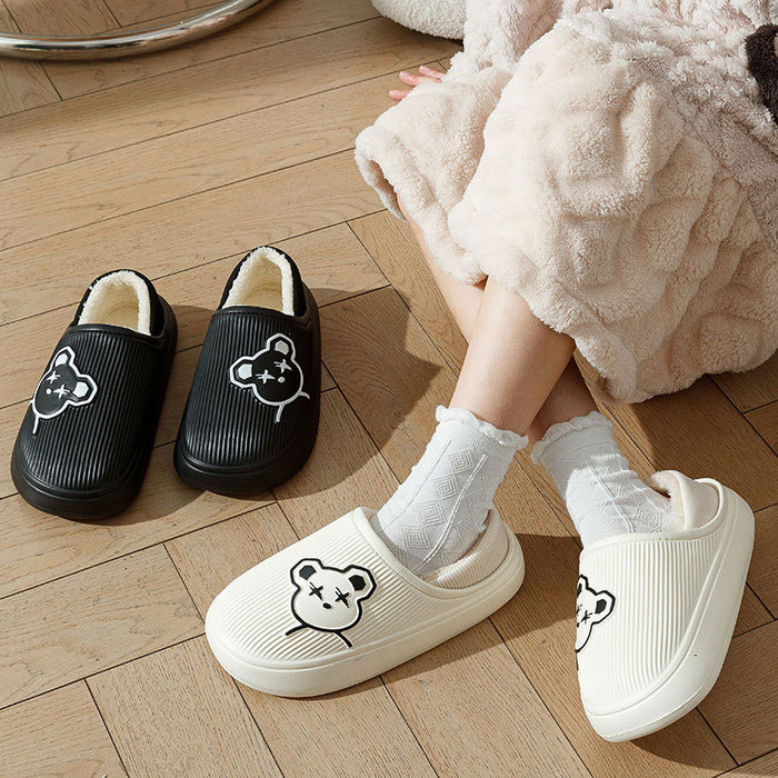 Wholesale  cotton-padded slippers for women couple home wear fleece-lined warm non-slip men's cotton-padded shoes