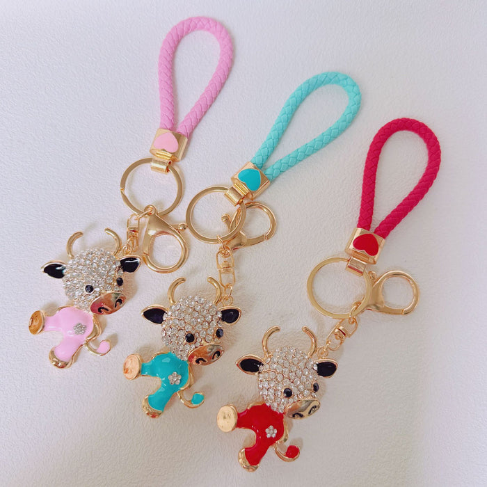 Wholesale Rhinestone Dancing Calf Zinc Alloy Keychain JDC-KC-ZhanLun006