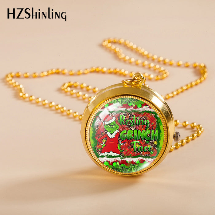 Wholesale Alloy Christmas Monster Grinch Rotating Pocket Watch JDC-PH-XiangL002