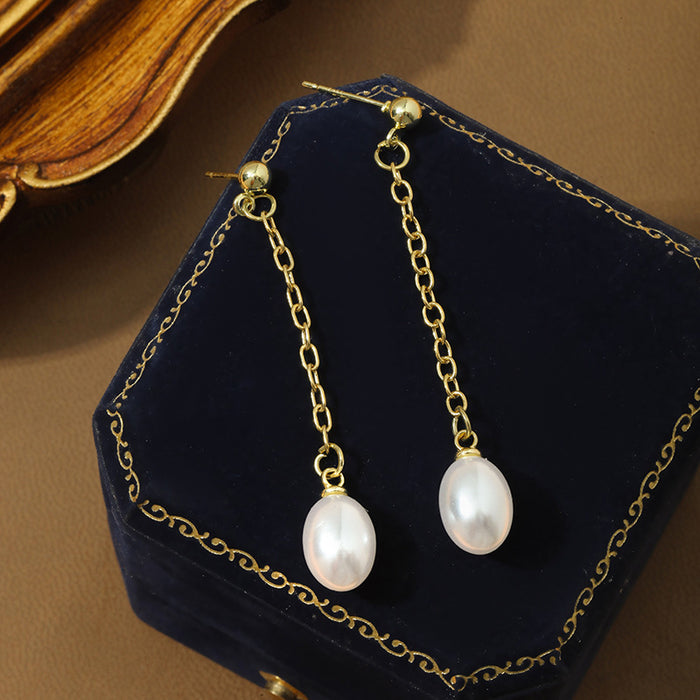 Wholesale Pearl tassel earrings, simple, light, luxurious, fashionable, versatile, personalized, medium to long bean earrings, earrings, earrings, pendants, accessories