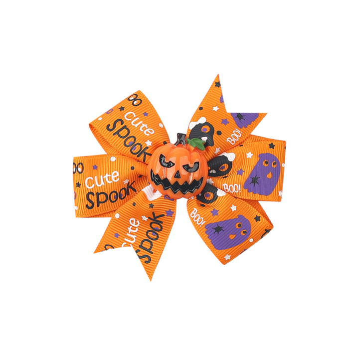 Wholesale Halloween Children's Three-layer Swallowtail Bow Fabric Hairpin JDC-HC-QiuN010