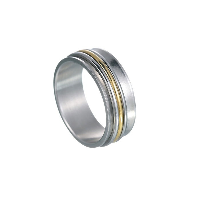 Wholesale Concave Three-color Three-ring Rotating Titanium Steel Ring JDC-RS-YuYuan005