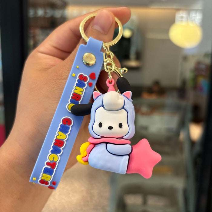 Wholesale 2pcs PVC Cute Cartoon Keychain Stylish Gift for Bag Charm or Car Key Accessory