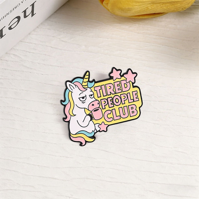Wholesale Trendy Unicorn Coffee Pony Brooch Sleepy Horse Metal Badge Fashion Accessory