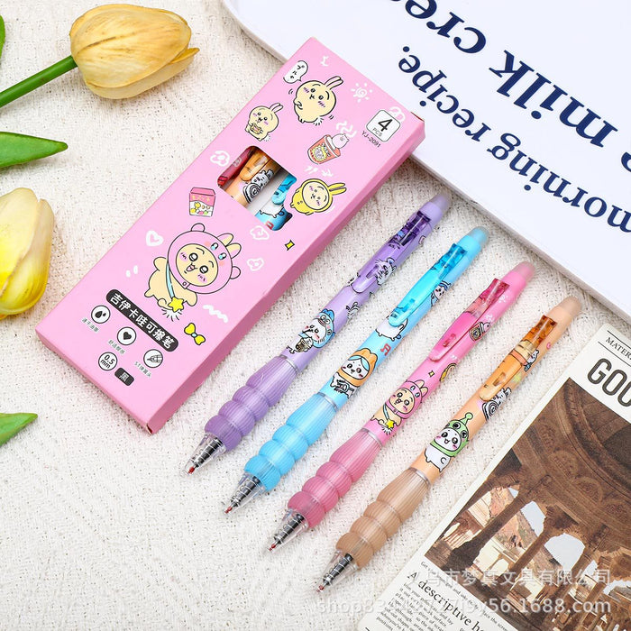 Wholesale 4pcs Erasable pen,  gel pen,  side-press brush pen,  cute cartoon,  student essential pen