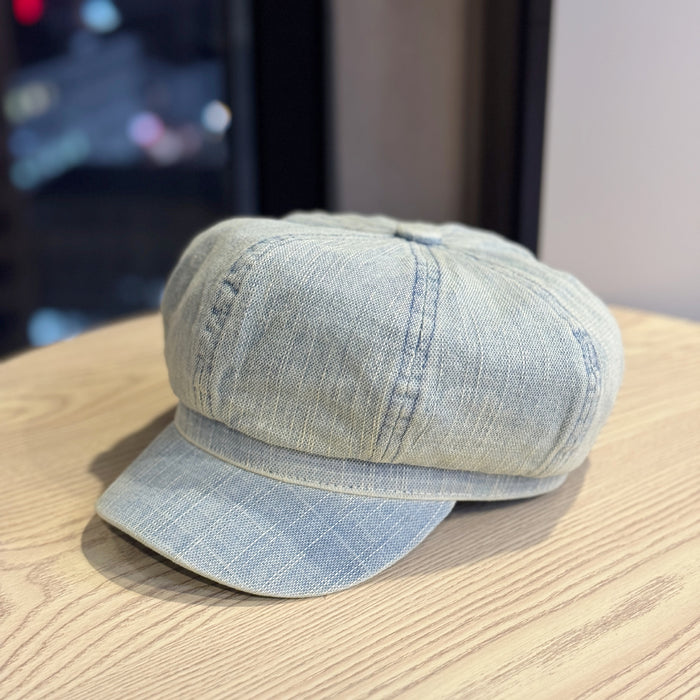 Wholesale New retro washed denim beret octagonal hat fashionable hat