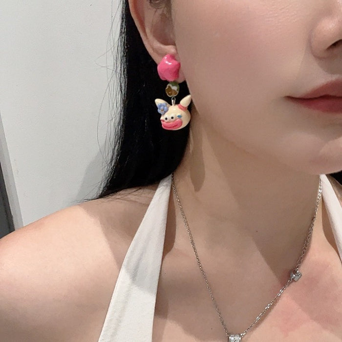 Wholesale Original new cartoon ugly doll silver needle fashionable and funny earring ear clip